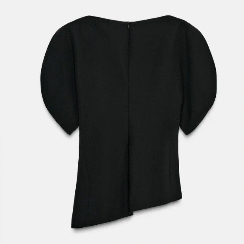 Zara Black Puff Sleeve Top - Picture 4 of 6